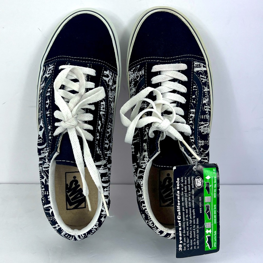 VANS OLD SKOOL LOW TOP NEWSPAPER WRITING COLOR BLOCK SHOES, MENS 8, WOMEN’S 9.5 - Picture 7 of 15